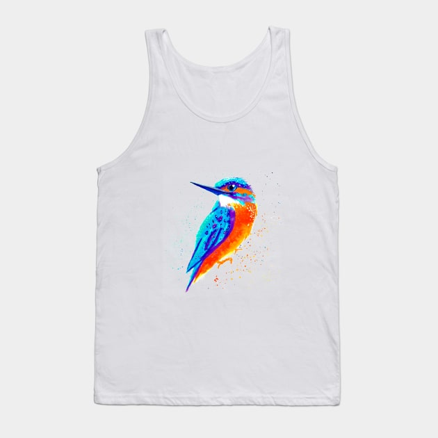 Kingfisher Watercolor Bird Tank Top by Kevin's Flow